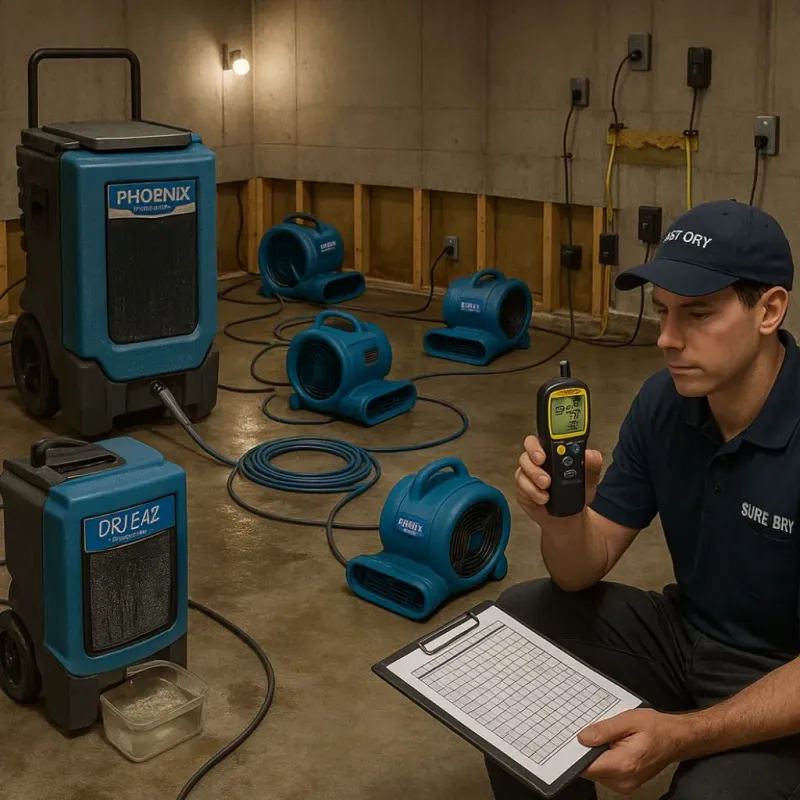 Structural Drying and Dehumidification process in Kerman, CA